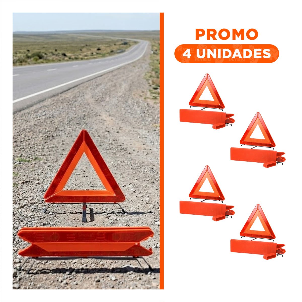 PACK4 TRIANGULO PREVENTIVO VIAL NARANJA PARA SENALIZACION TEMPORAL 40 CM - 1