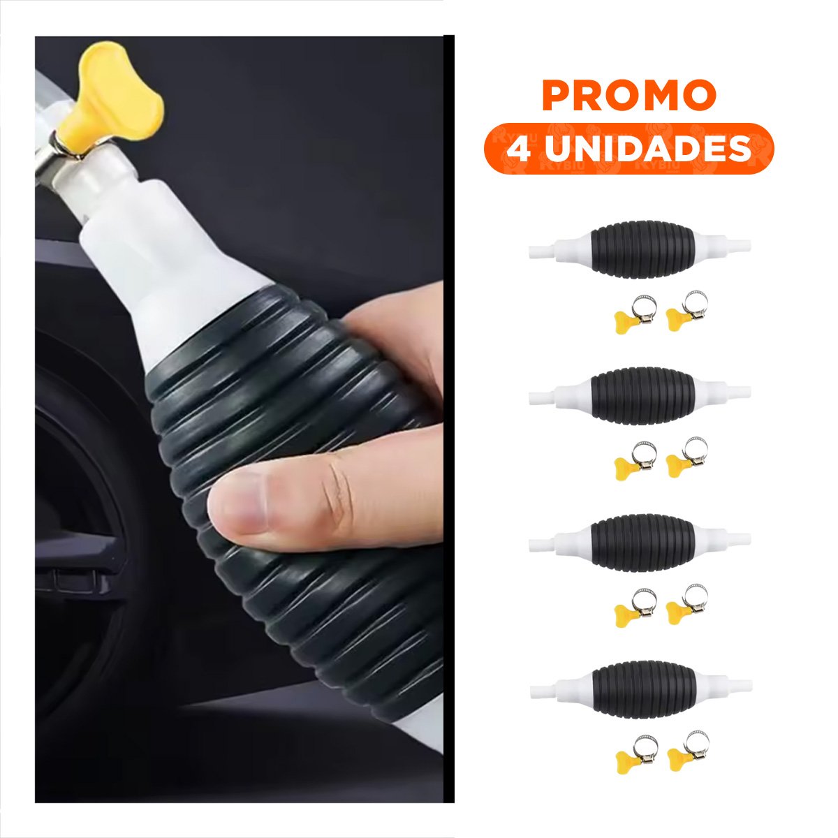 PACK4 EQUIPO MANUAL PARA COMBUSTIBLE BLANCO Y NEGRO CON MANGUERA SEGURA - 1
