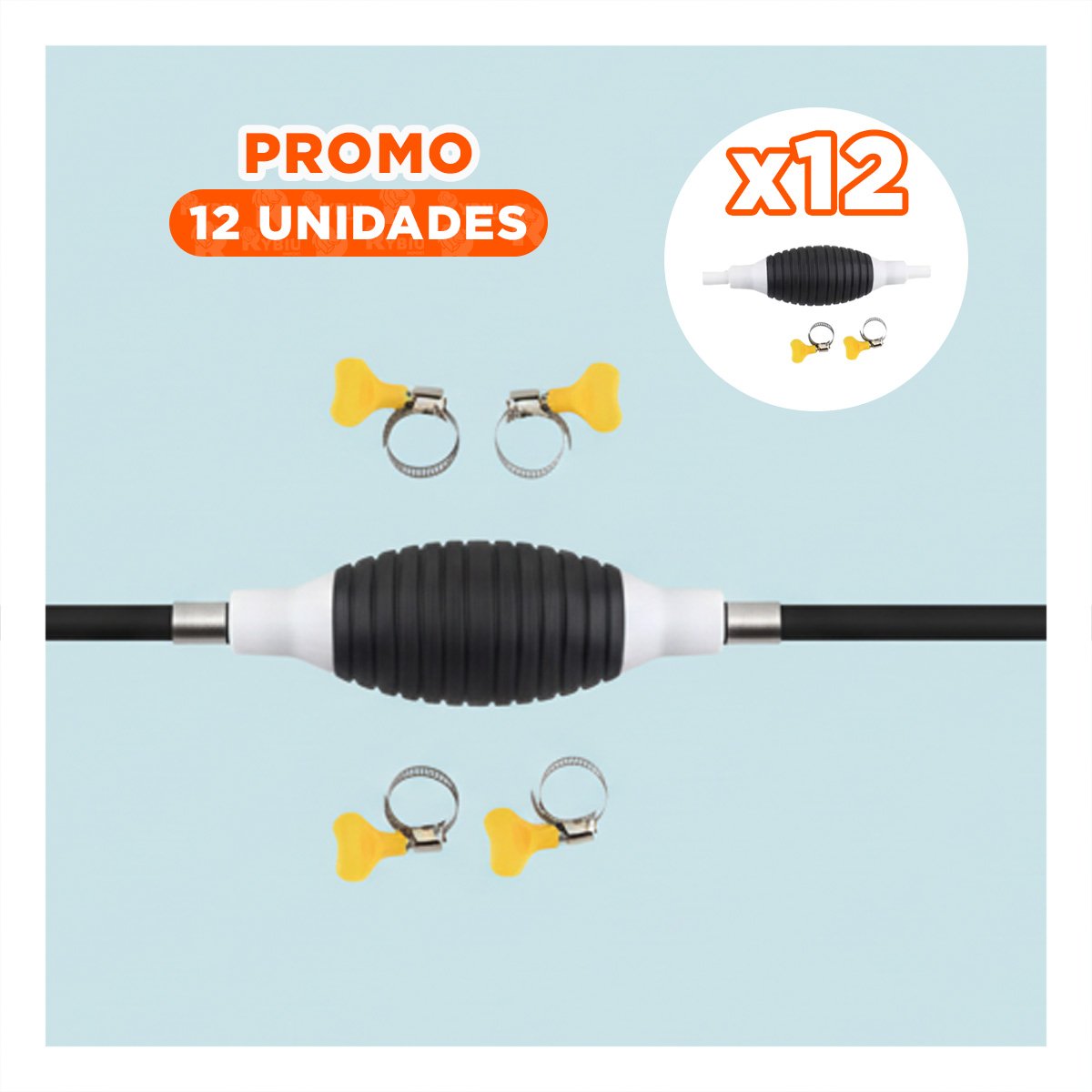 PACK12 DISPOSITIVO PORTATIL PARA COMBUSTIBLE BLANCO Y NEGRO CON MANGUERA YREGALO STICKER - 1