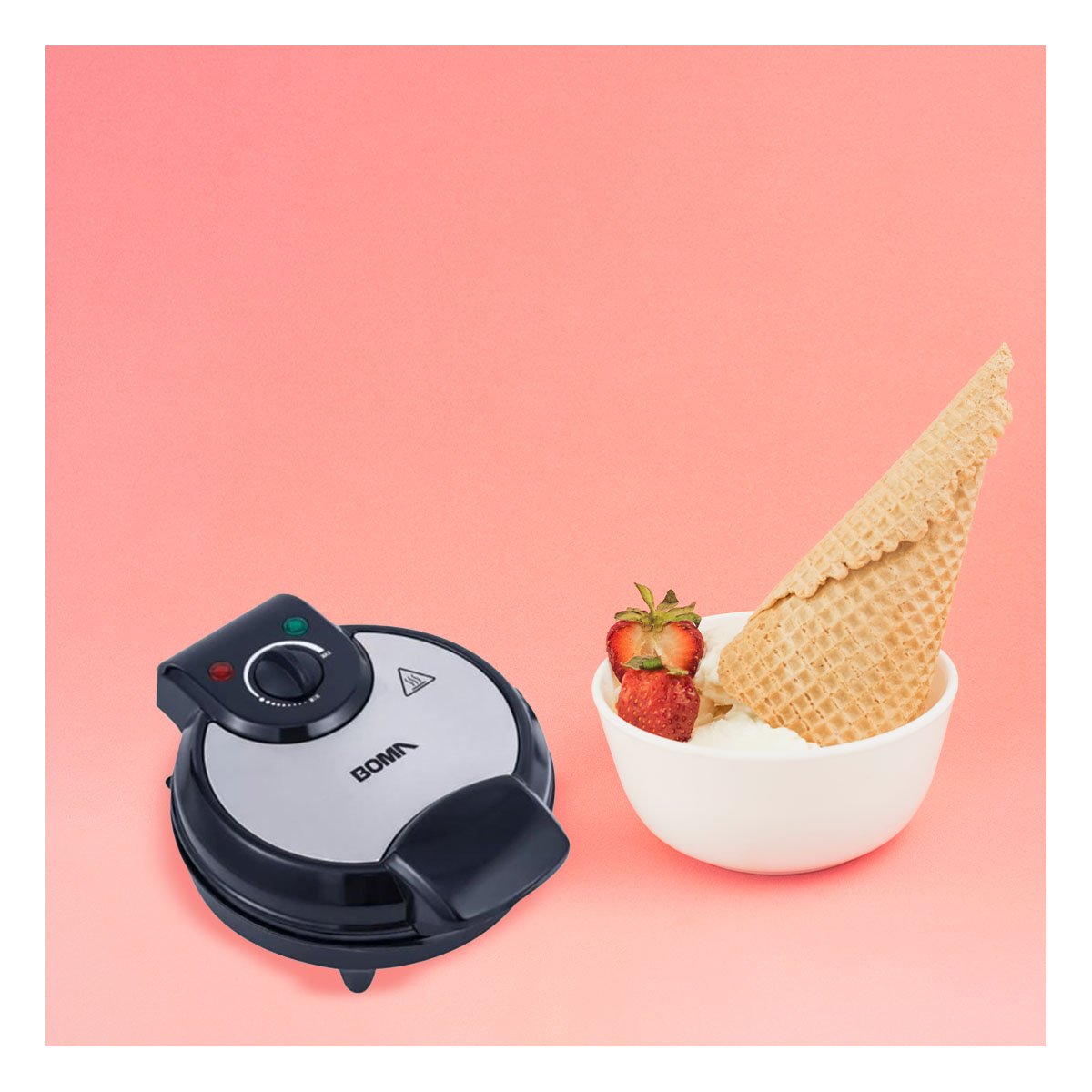 MAQUINA DE HELADOS, CONOS Y GOFRES COLOR NEGRO PARA COCINA FAMILIAR YSTICKY - 1