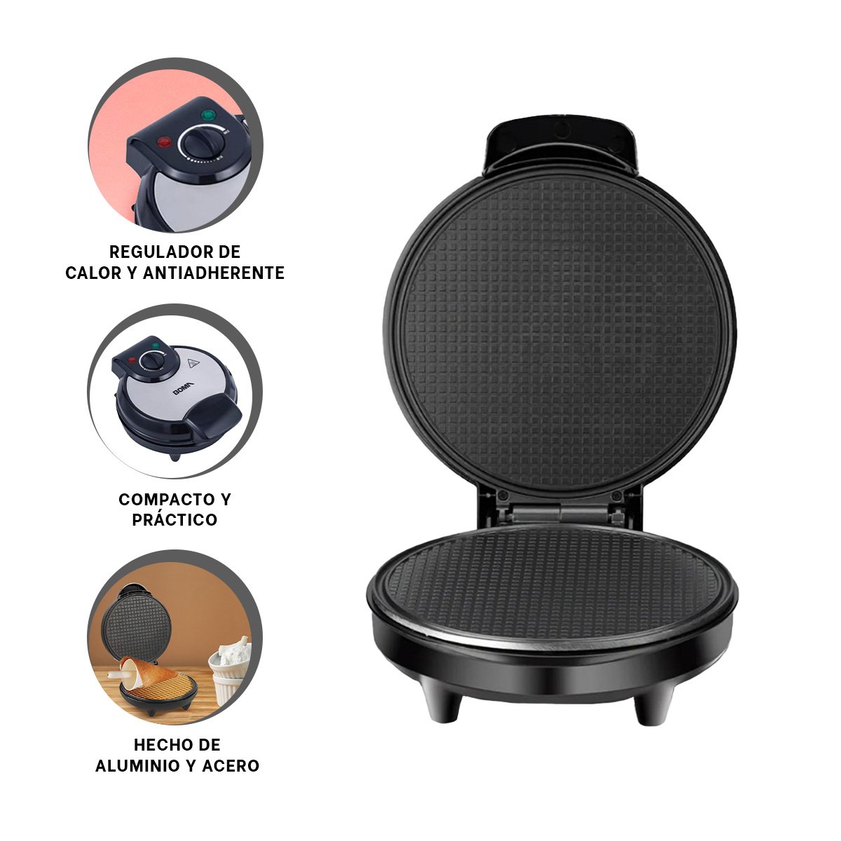 MAQUINA DE HELADOS, CONOS Y GOFRES COLOR NEGRO PARA COCINA FAMILIAR YSTICKY - 5