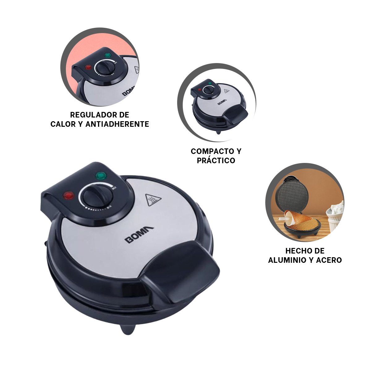 HELADERA ELECTRICA PARA CONOS, GOFRES Y CREPES COLOR NEGRO EN HOGAR MODERNO YPAPEL REGALO - 5