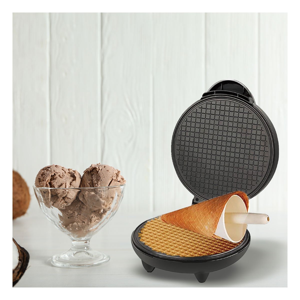 PACK2 PREPARADOR ELECTRICO DE HELADOS Y GOFRES COLOR NEGRO CON USO FACIL EN CASA - 5