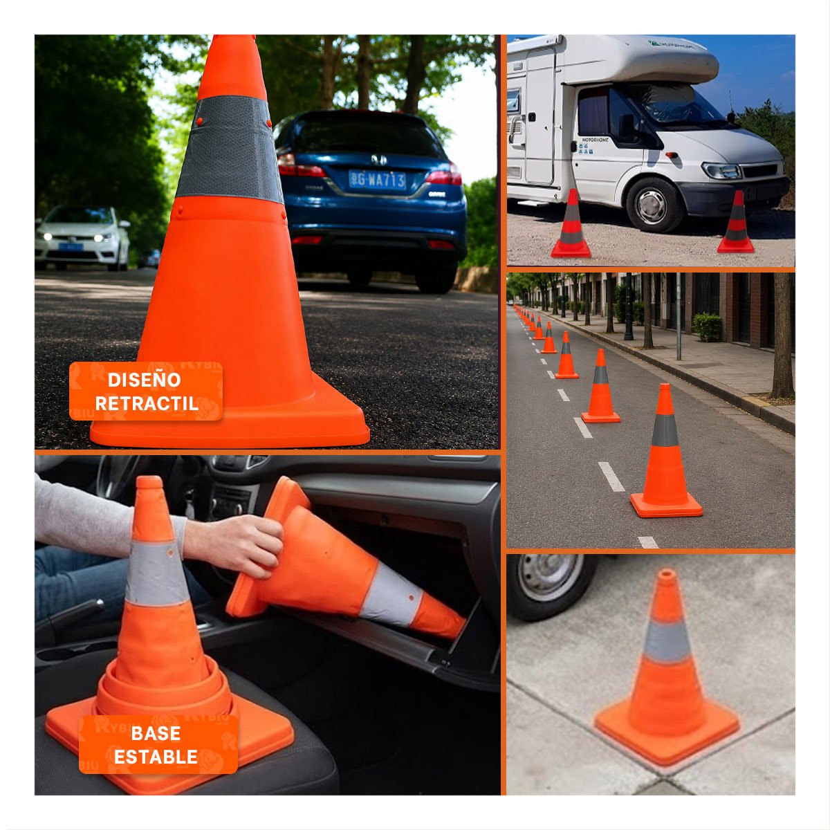 CONO DE SEGURIDAD PLEGABLE COLOR NARANJA 45 CM PARA SENALIZACION VIAL - 2