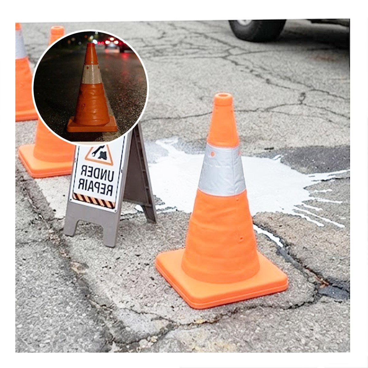 PACK2 SENALIZADOR DE ADVERTENCIA COLOR NARANJA 45 CM PARA CONTROL DE ESPACIOS - 5