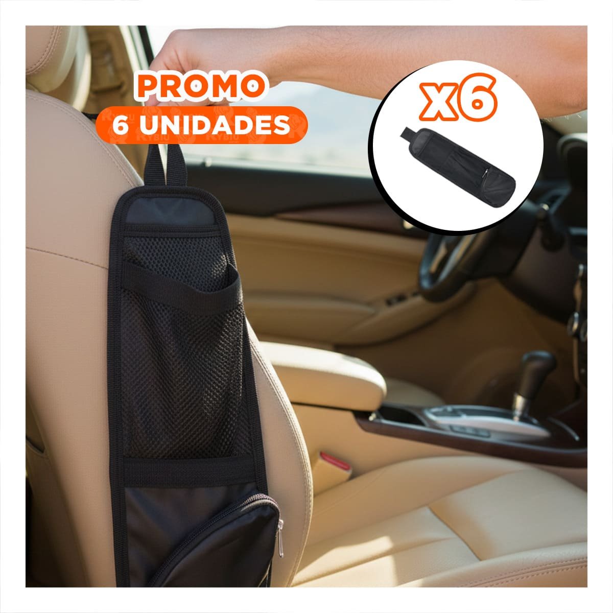 PACK6 COMPARTIMIENTO FUNCIONAL DE ASIENTO DE AUTO NEGRO PARA ACCESORIOS - 1