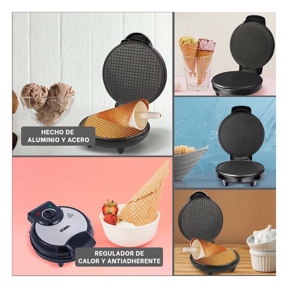 POSTRE CASERO PARA CONOS, GOFRES Y CREPES COLOR NEGRO EN HOGAR MODERNO YLIGAS REGALO - 1