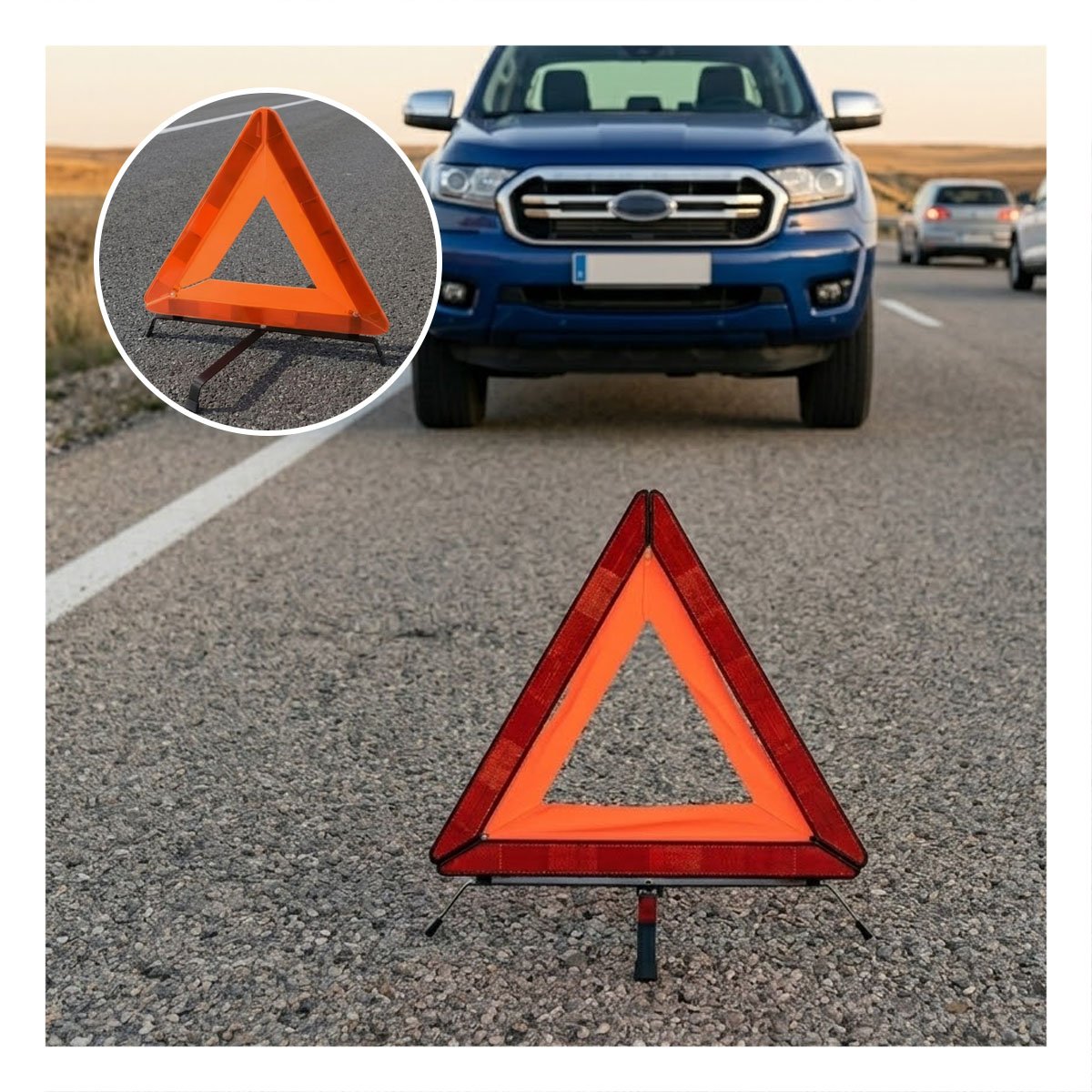 PACK6 ADVERTENCIA DE EMERGENCIA COLOR NARANJA PARA VEHICULOS 40 CM - 2