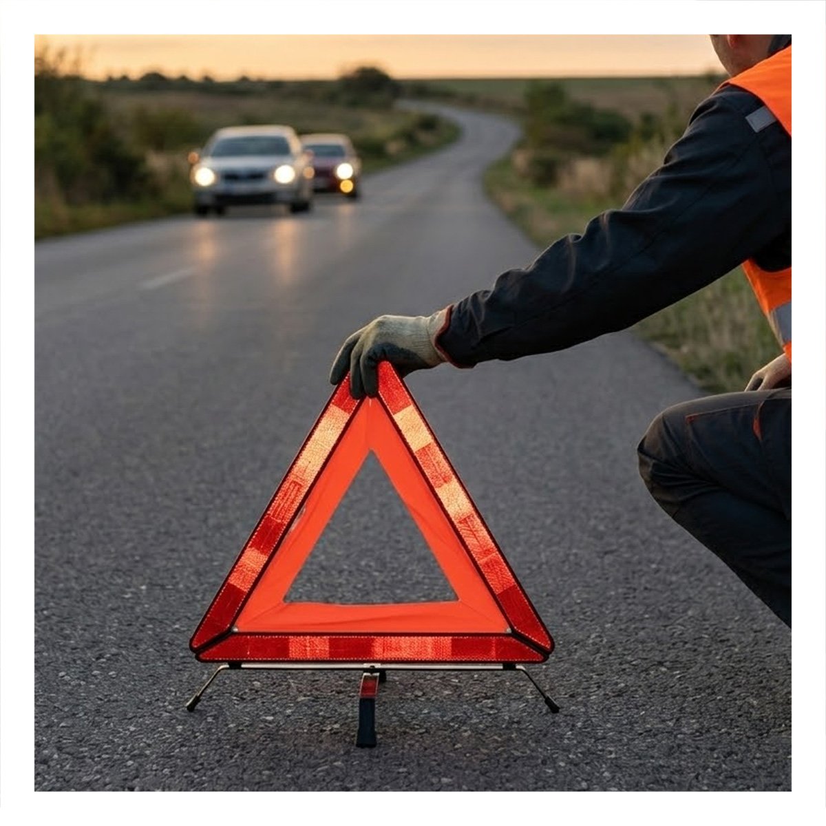 PACK6 ADVERTENCIA DE EMERGENCIA COLOR NARANJA PARA VEHICULOS 40 CM - 5