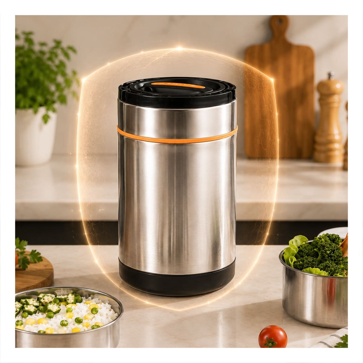 PACK2 ENVASE ISOTERMICO PLATEADO Y NARANJA DE 1400ML PARA USO COTIDIANO - 5