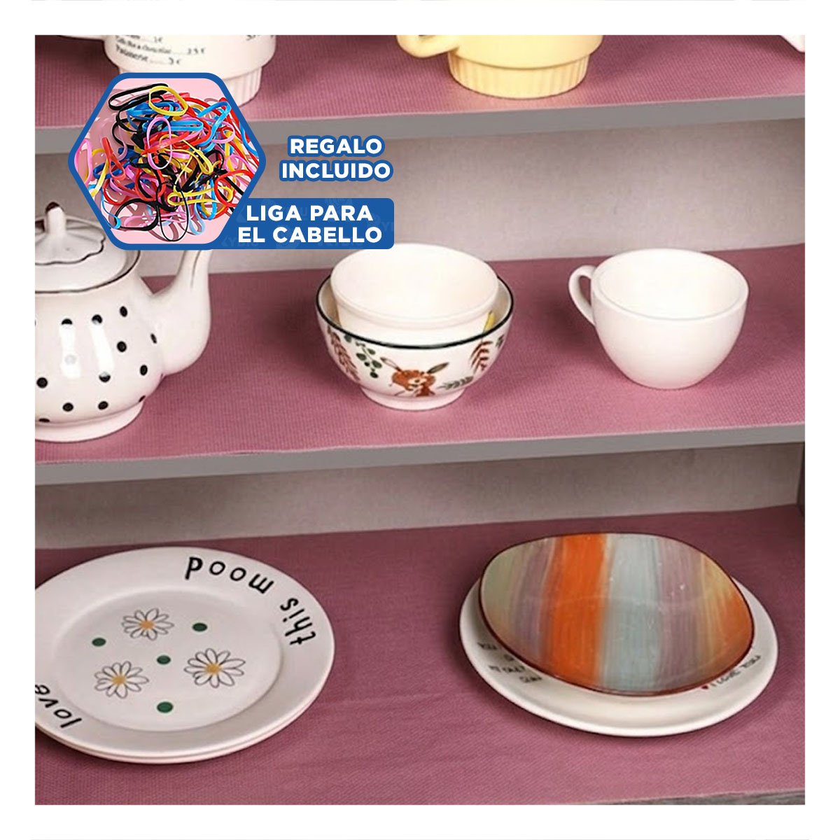 BASE ANTIDESLIZANTE DE COCINA FUCSIA TRANSLUCIDO 150X45CM Y LIGAS REGALO - 2