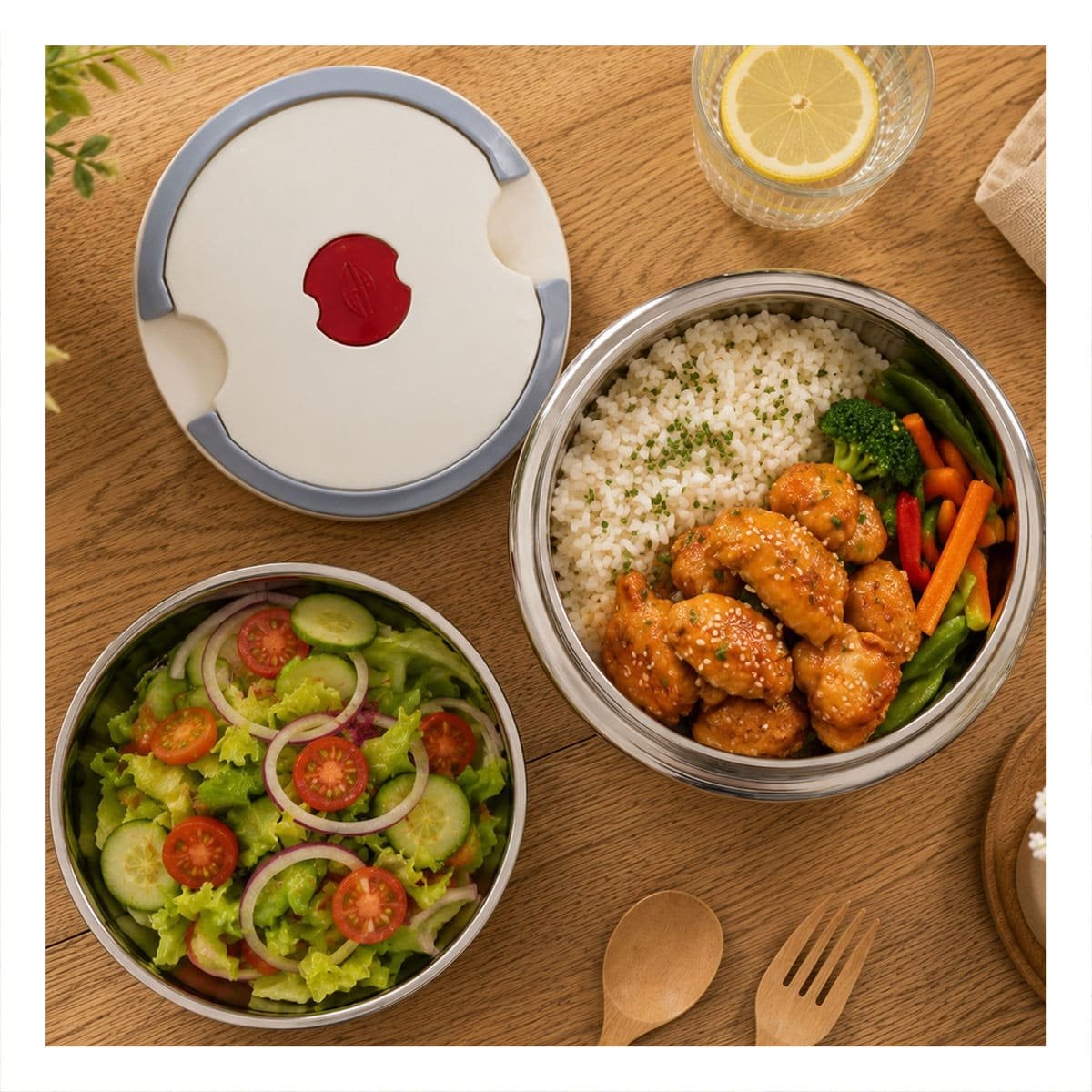 TAPER TERMICO 1200ML COLOR BLANCO PARA CONSERVACION DE COMIDAS CON DISENO CIRCULAR - 1