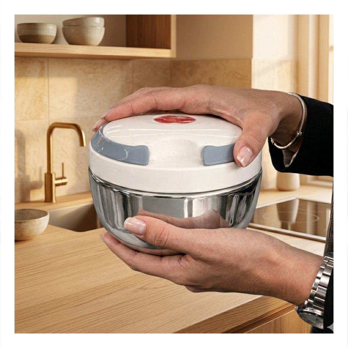 TAPER TERMICO 1200ML COLOR BLANCO PARA CONSERVACION DE COMIDAS CON DISENO CIRCULAR - 5