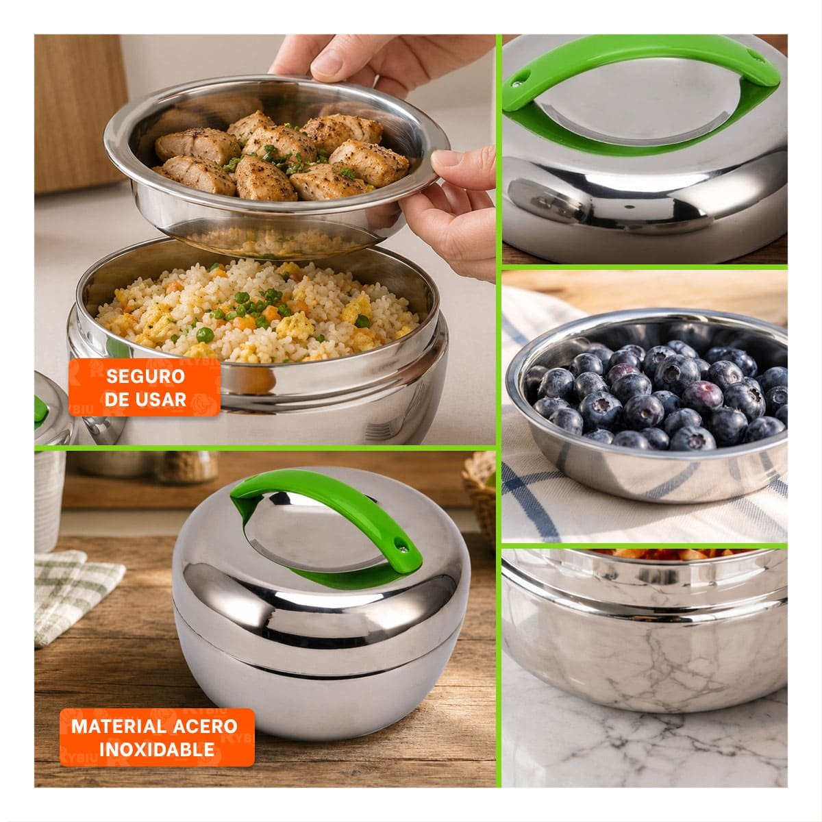 TAPER 1300 ML TERMO CIRCULAR ACERO VERDE PARA CONSERVAR ALIMENTOS - 2