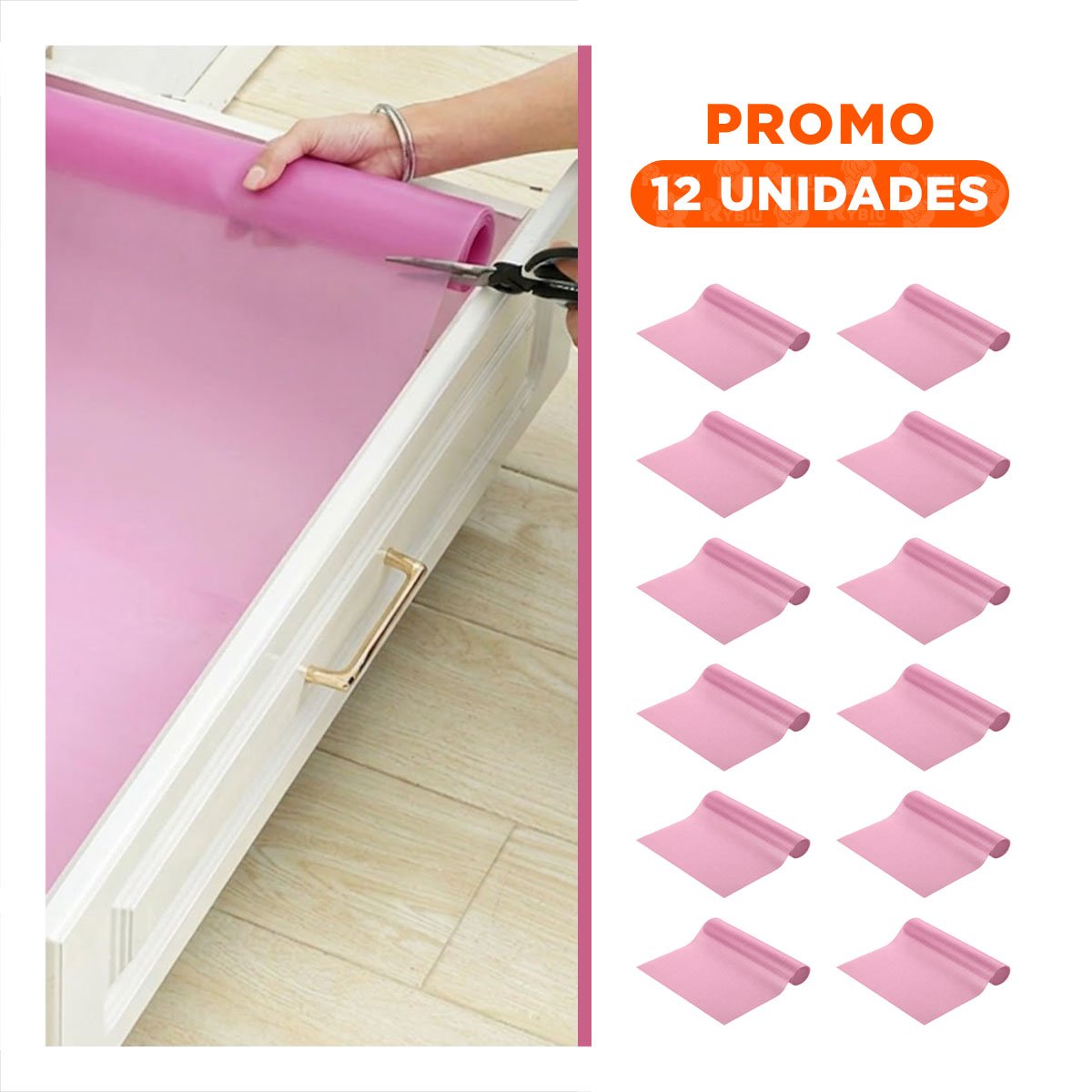 PACK12 ALFOMBRILLA PARA COCINA CON DISENO FUCSIA TRANSLUCIDO ANTIDESLIZANTE - 1