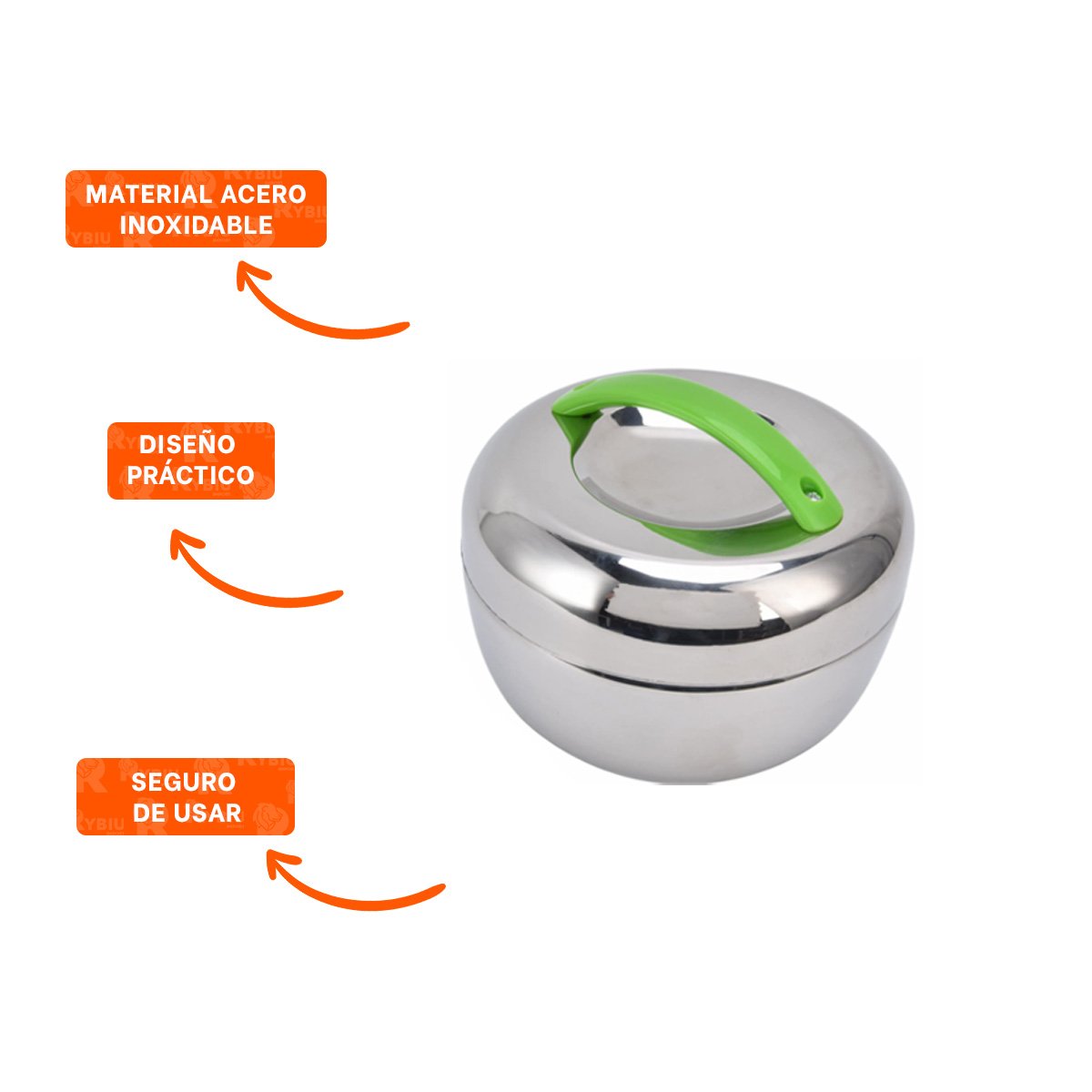 RECIPIENTE HERMETICO 1300 ML TERMO CIRCULAR ACERO VERDE Y PAPEL REGALO - 5