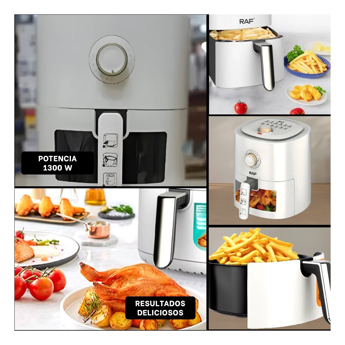 PACK2 FREIDORA DE AIRE 4L PARA COMIDAS CROCANTES SIN ACEITE COLOR BLANCO YPAPEL REGALO - 3