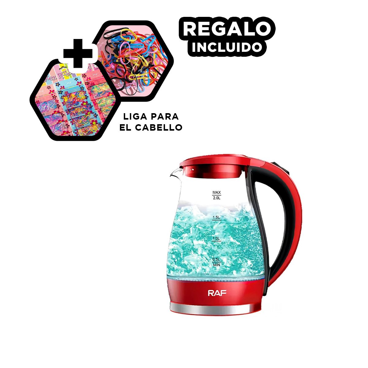 CAFETERA ELECTRICA DE VIDRIO ROJO 2 L CON ENCENDIDO FACIL Y BASE ESTABLE YLIGAS REGALO - 2