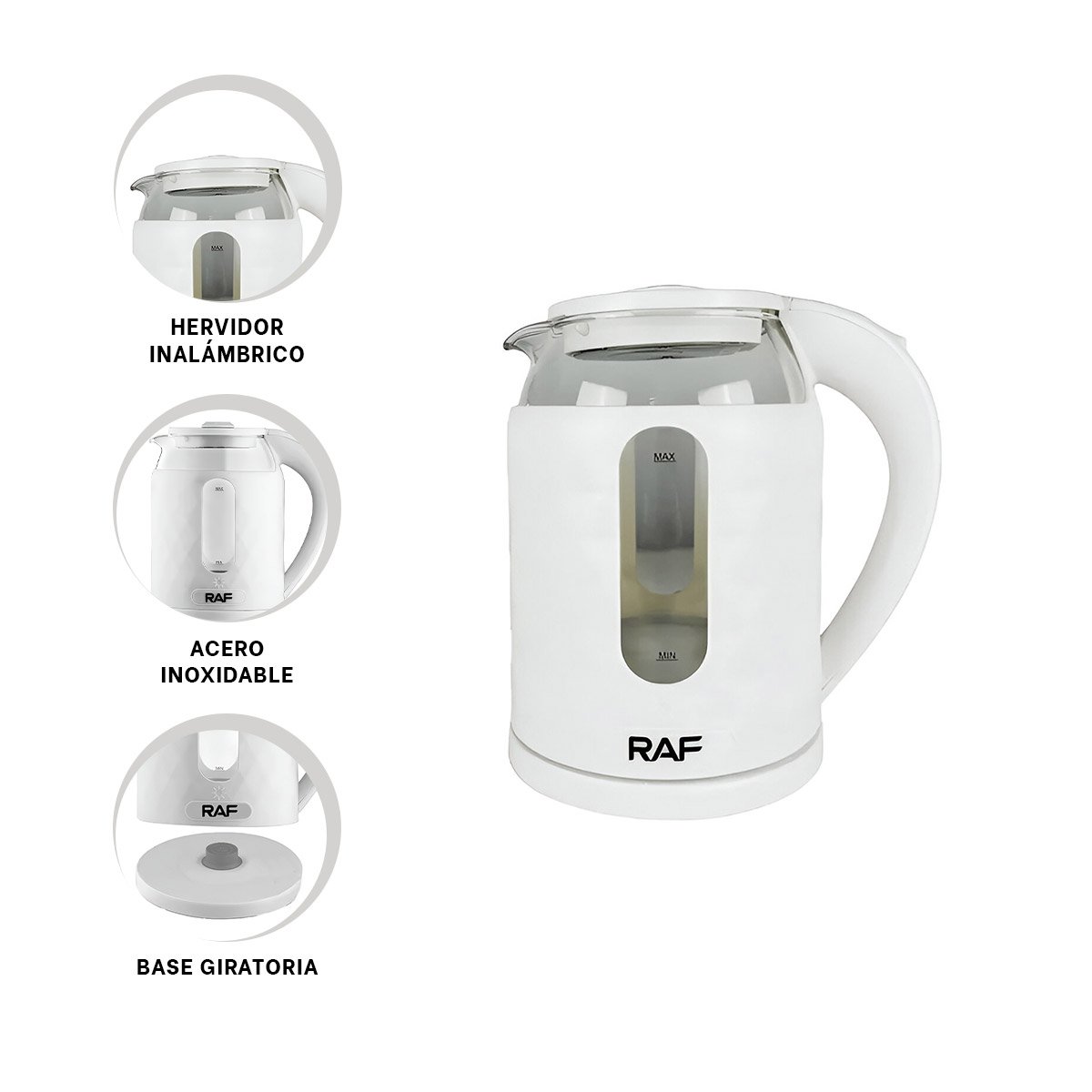 HERVIDORA ELECTRICA VIDRIO SILENCIOSA 2L PARA PREPARAR BEBIDAS COLOR BLANCO YSTICKY - 5