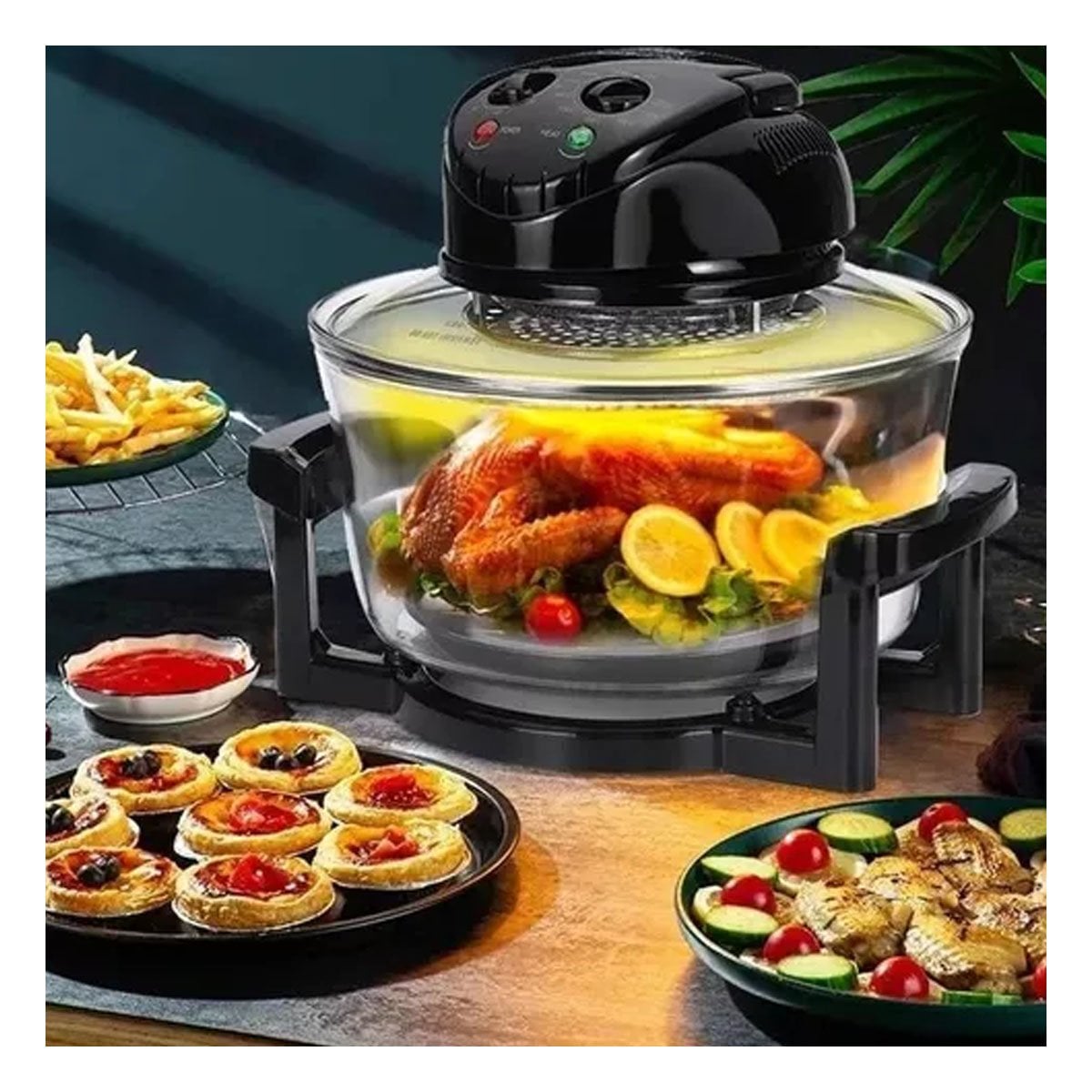 PACK2 AIR FRYER 3 EN 1 12 LITROS TRANSPARENTE Y COLOR NEGRO CON LUZ LED INTERIOR - 2