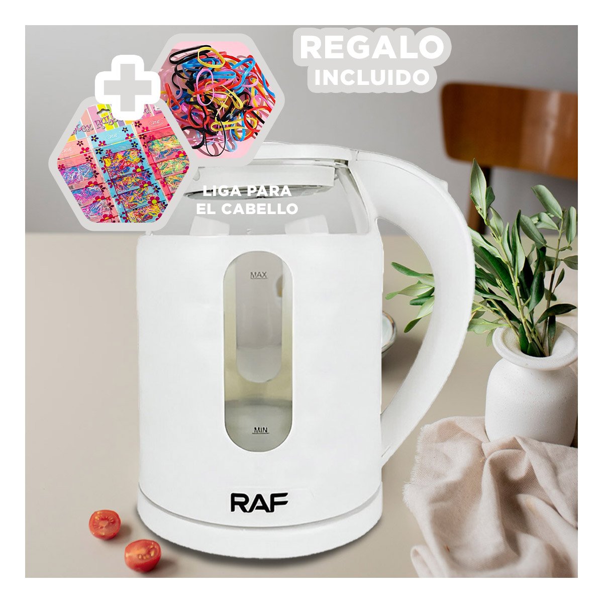 OLLA ELECTRICA VIDRIO MODERNA Y VERSATIL 2L PARA HERVIR AGUA BLANCO YLIGAS REGALO - 2