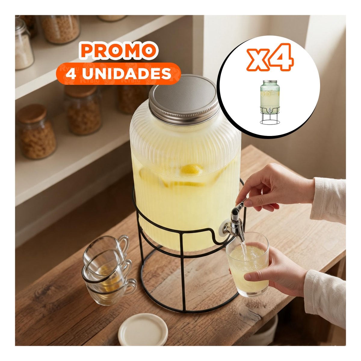 PACK4 SERVIDOR NEGRO Y TRANSPARENTE PARA BEBIDAS FRIAS DE 8L YPAPEL REGALO - 1