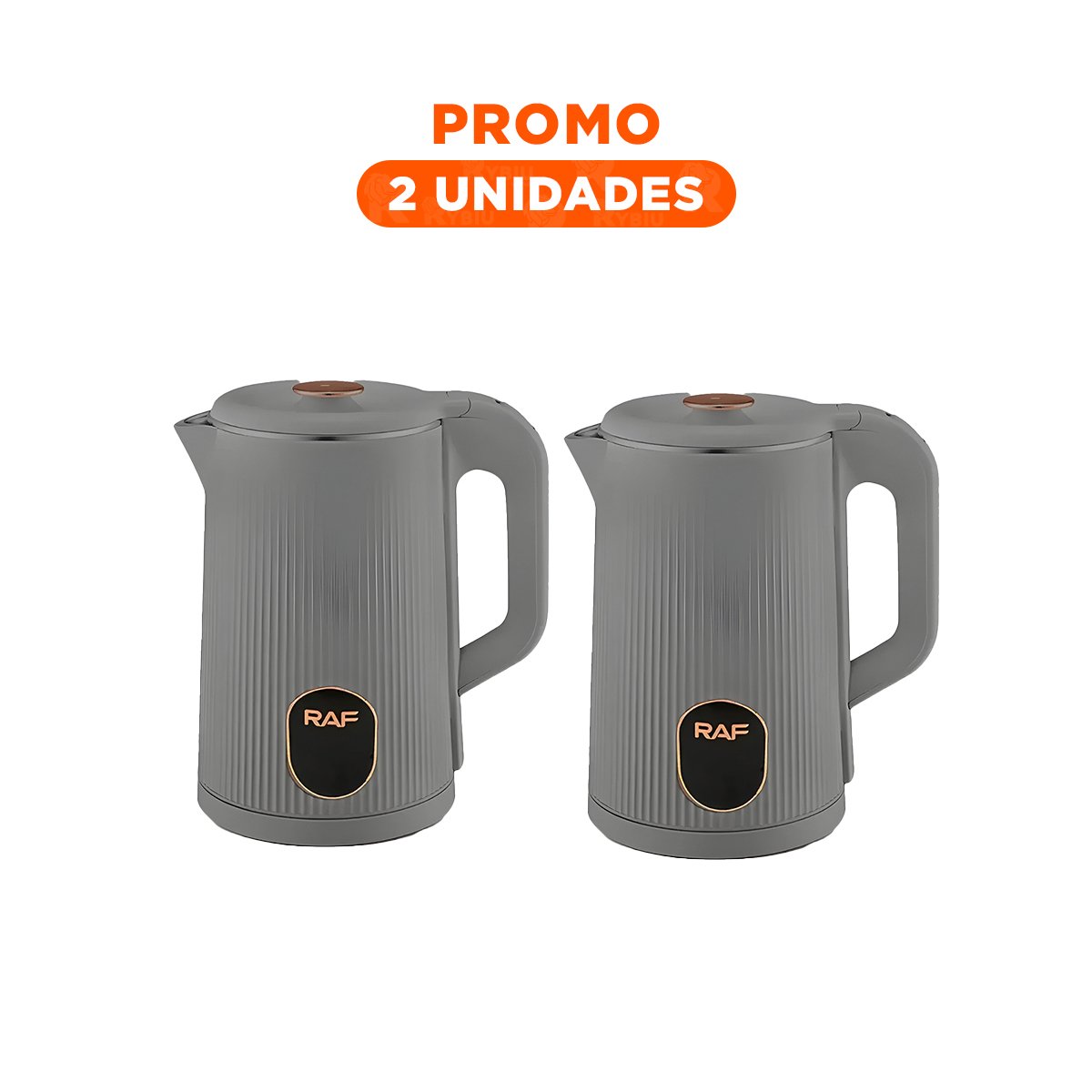 PACK2 HERVIDORA ELECTRICA MODERNA Y LIGERA 2L PARA TE Y CAFE COLOR PLOMO YREGALO STICKER - 1