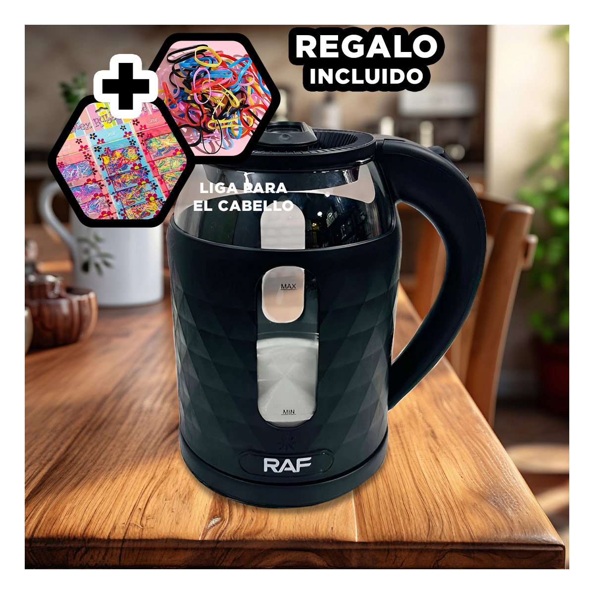 OLLA ELECTRICA VIDRIO MODERNA Y VERSATIL 2L PARA HERVIR AGUA NEGRO YLIGAS REGALO - 2
