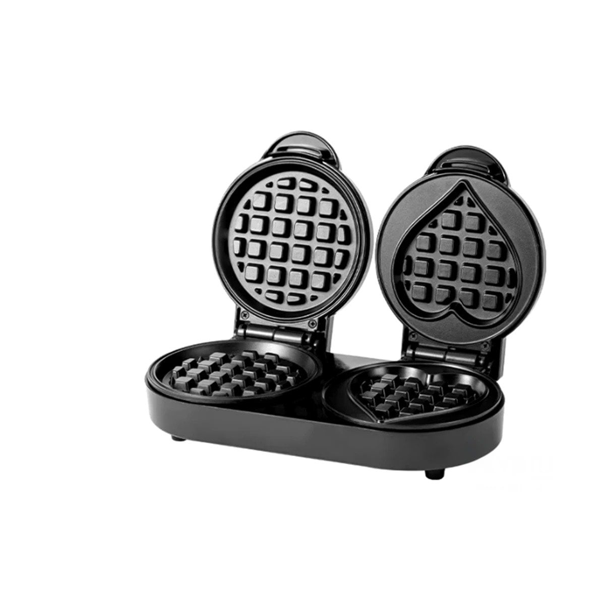 PACK2 SANDWICHERA ELECTRICA MINI DOBLE CORAZON Y CIRCULAR COLOR NEGRO YREGALO STICKER - 2