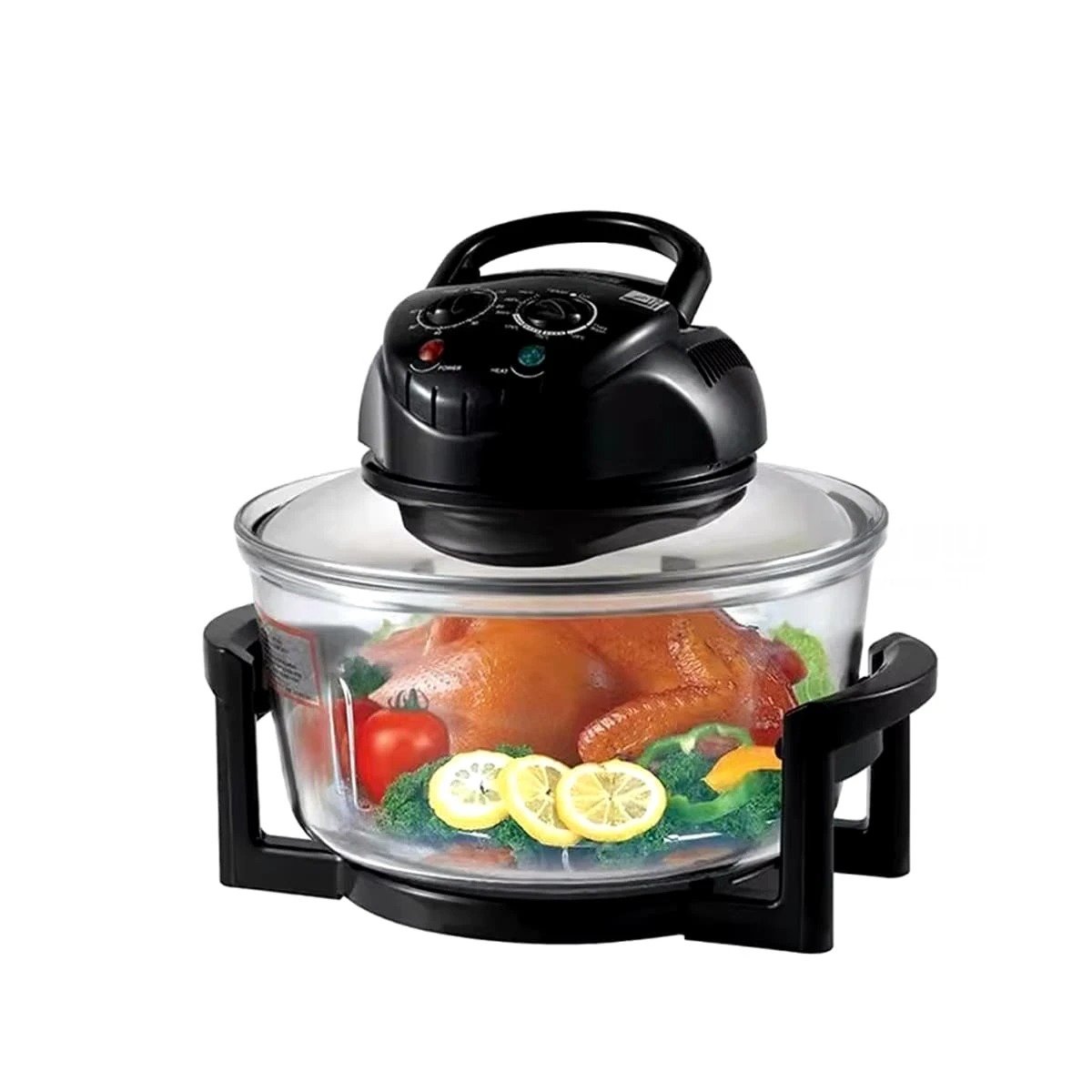 COCINA 3 EN 1 12 LITROS TRANSPARENTE CON COLOR NEGRO PARA PREPARAR SNACKS YREGALO STICKER - 2