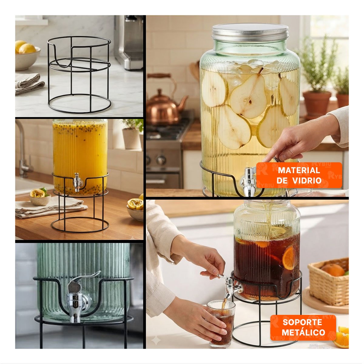 DISPENSADOR CIRCULAR NEGRO Y TRANSPARENTE DE 8L PARA BEBIDAS FRIAS Y STICKY - 2