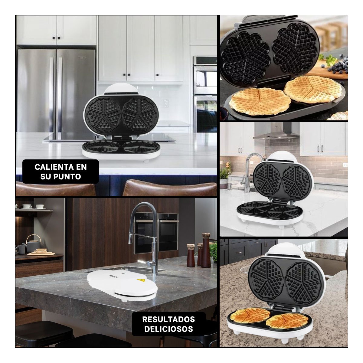 WAFLERA DOBLE CON PLACAS ANTIADHERENTES COLOR BLANCO PARA COCINA - 2