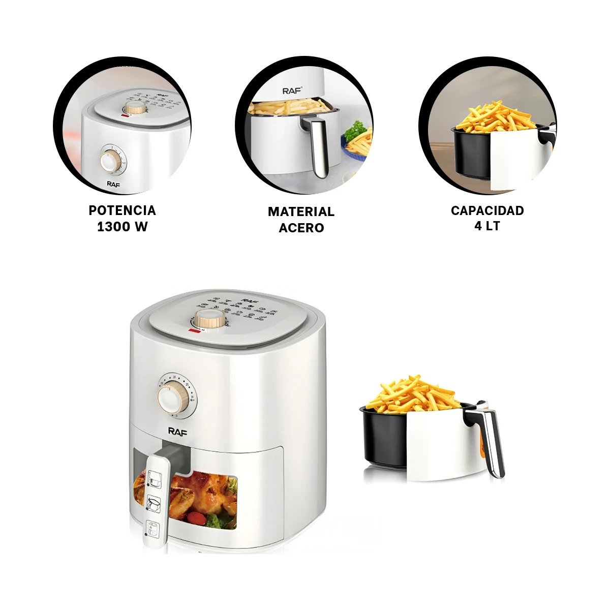 COCINA DE AIRE 4L BLANCO CON TECNOLOGIA MODERNA Y FACIL LIMPIEZA YPAPEL REGALO - 5