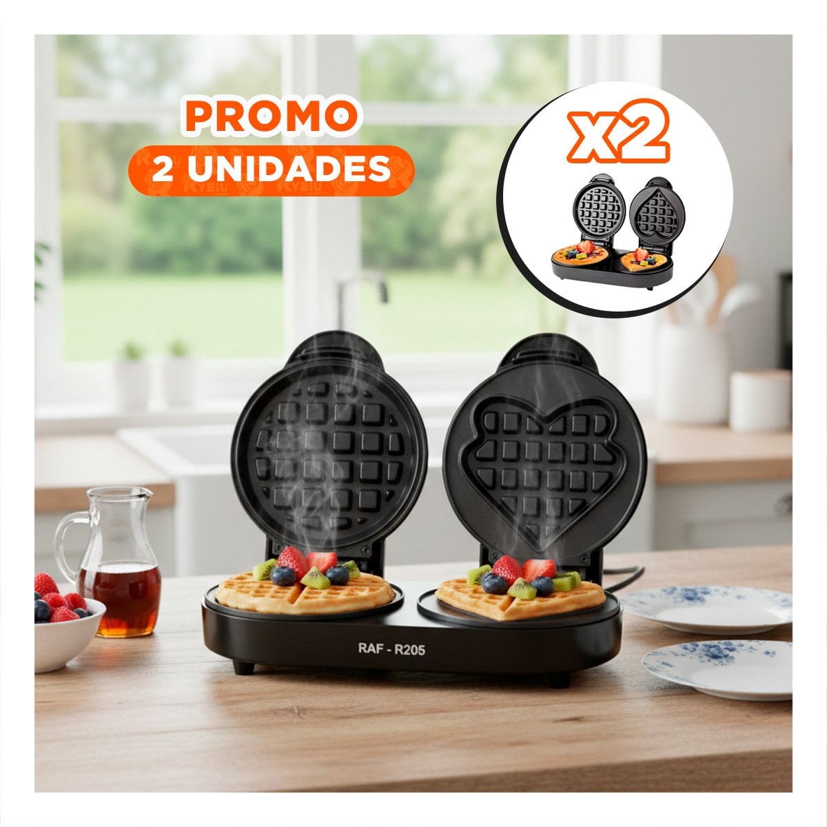 PACK2 TOSTADORA DOBLE MINI CIRCULAR Y CORAZON COLOR NEGRO CON USO DIARIO - 1
