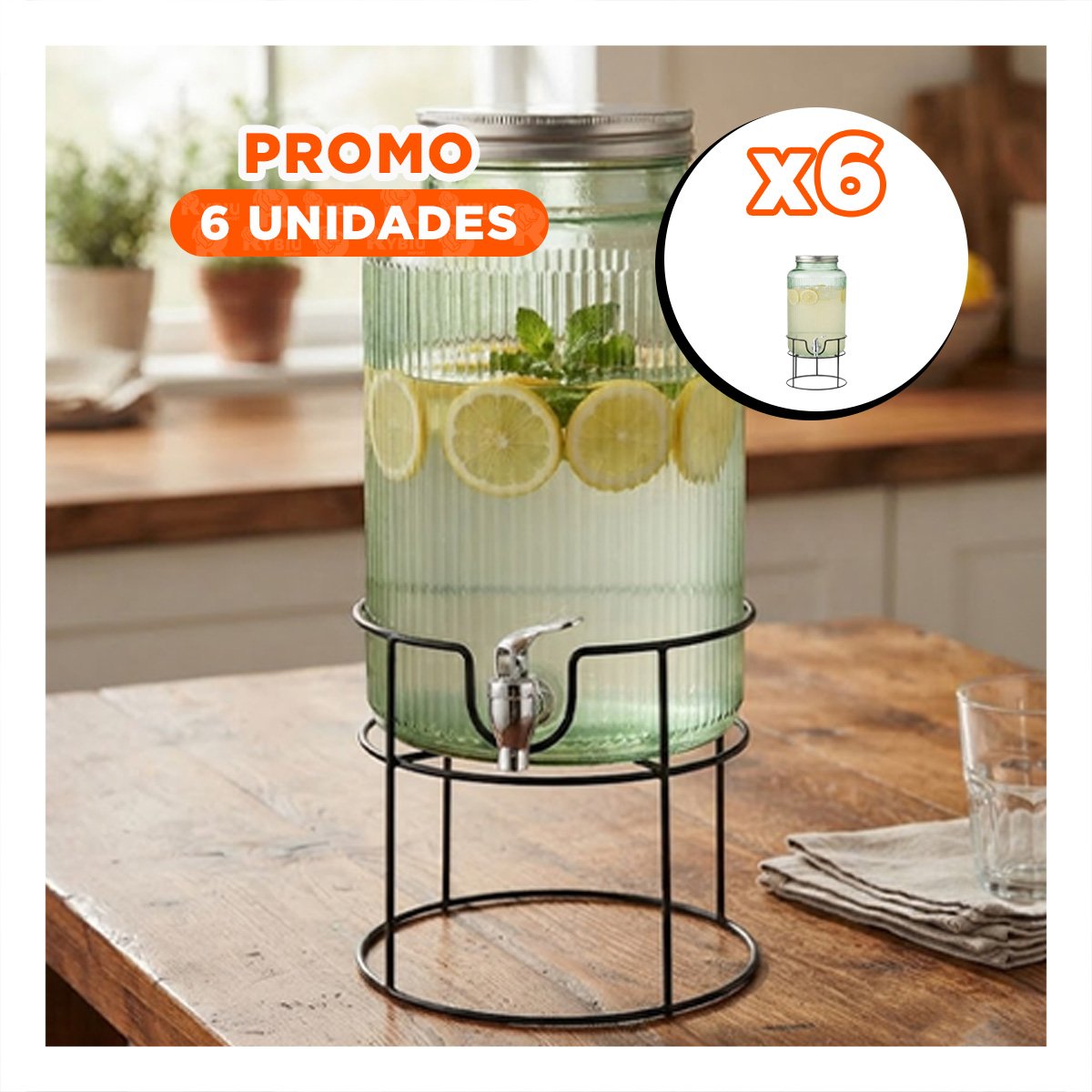 PACK6 SERVIDOR DE COCINA PARA BEBIDAS CON DISEÑO TRANSPARENTE Y MODERNO YPAPEL REGALO - 1