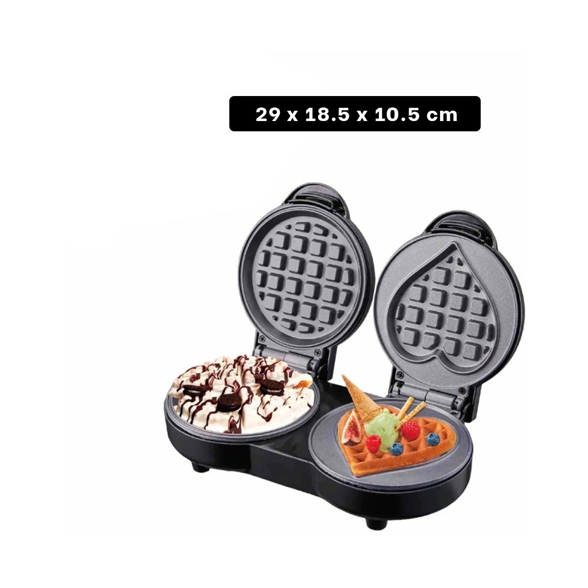 MINI WAFLERA DOBLE CIRCULAR Y CORAZON COLOR NEGRO CON COCCION RAPIDA - 4