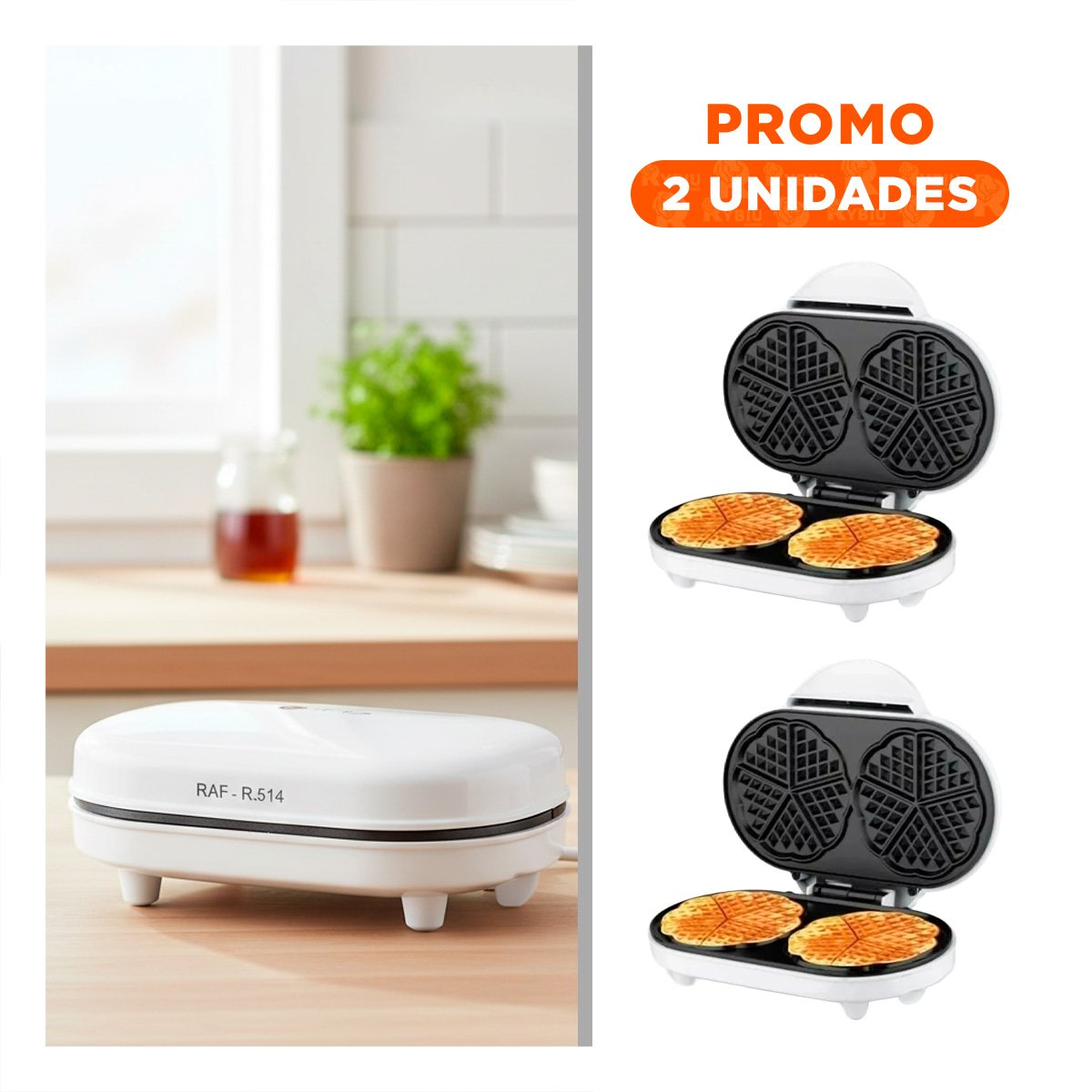 PACK2 SANDWICHERA DOBLE EN COLOR BLANCO CON DISENO COMPACTO YREGALO STICKER - 1