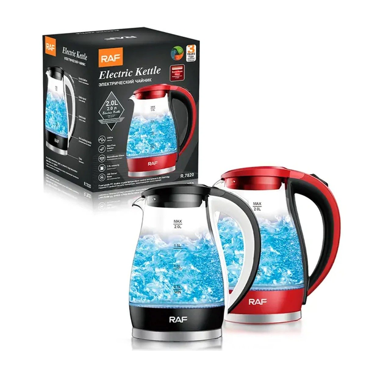 HERVIDORA ELECTRICA DE VIDRIO NEGRO CON 2 L VIDRIO RESISTENTE Y DURADERO YSTICKY - 5