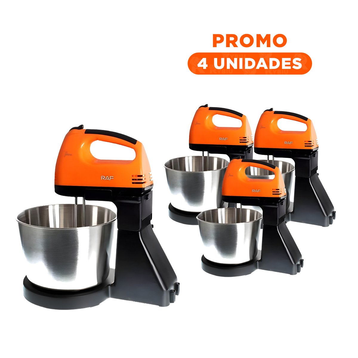 PACK4 BATIDORA COMPACTA PEDESTAL CON TAZON COLOR NARANJA 2L PARA MEZCLAS RAPIDAS - 1
