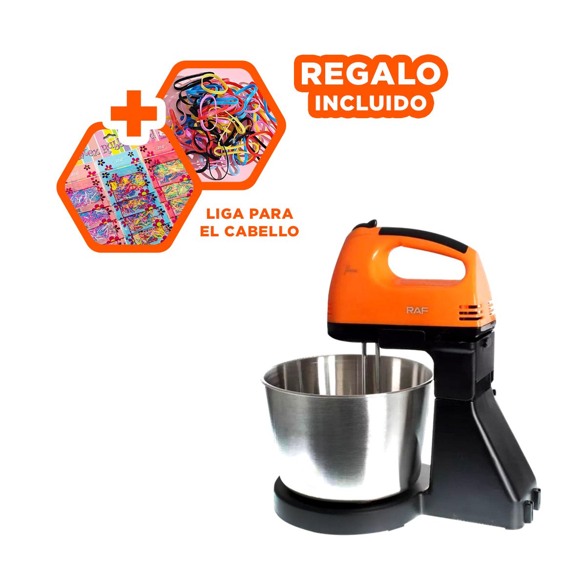 MEZCLADORA ELECTRICA PEDESTAL CON TAZON 2L COLOR NARANJA PARA COCINA HOGAR YLIGAS REGALO - 2