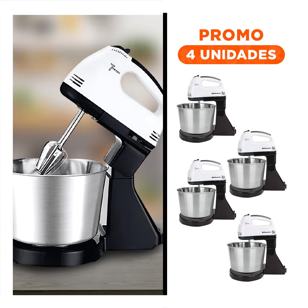 PACK4 BATIDORA COMPACTA PEDESTAL CON TAZON BLANCO 2L PARA MEZCLAS RAPIDAS - 1