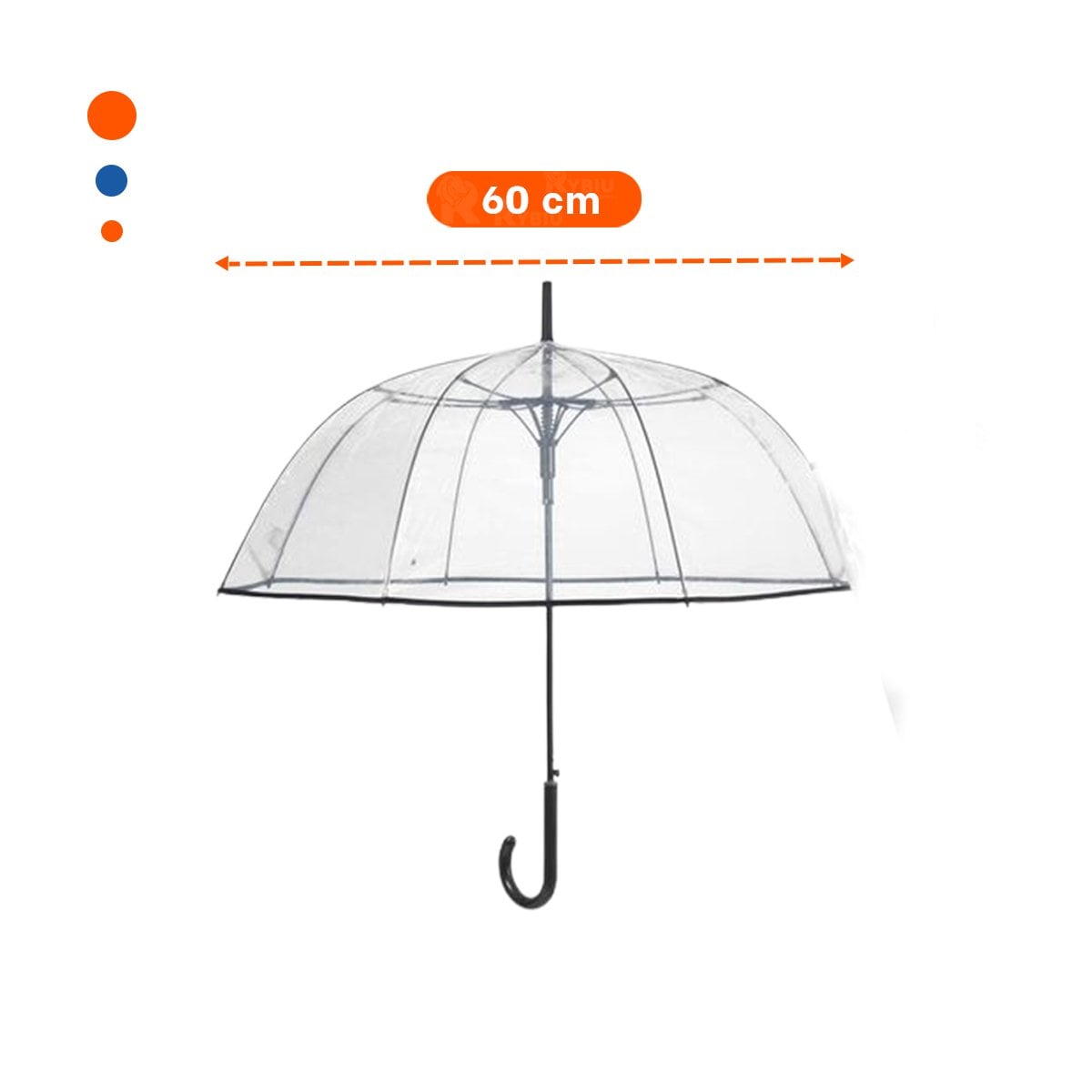 PARAGUAS CON MANGO LARGO TRANSPARENTE CON BORDE NEGRO PARA USO DIARIO YREGALO STICKER - 4