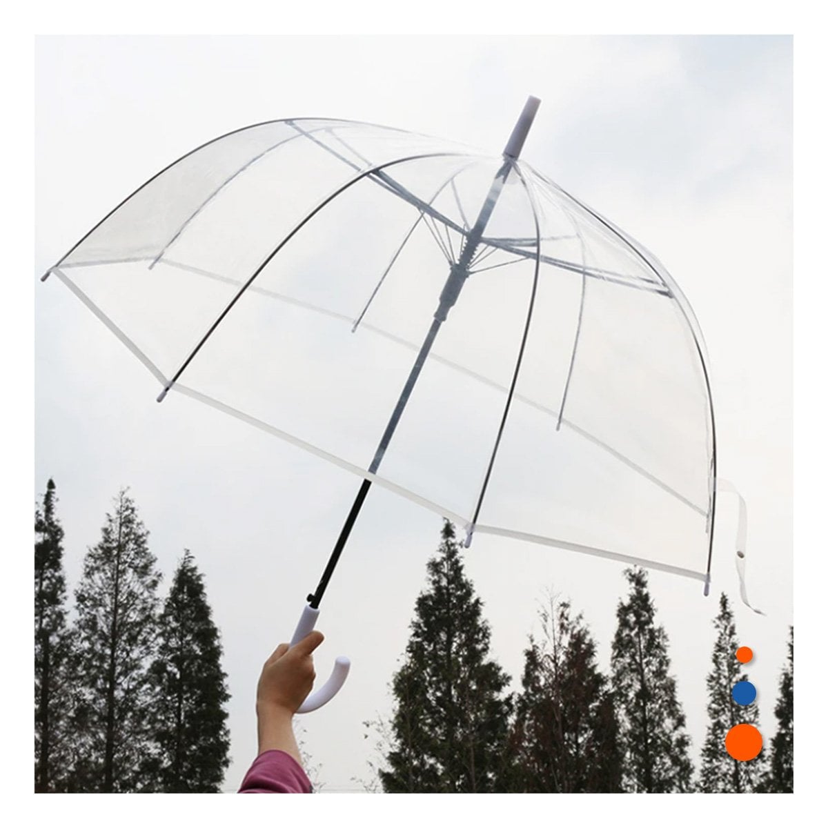 PACK2 PARAGUAS DE LLUVIA TRANSPARENTE CON MANGO LARGO Y ACABADO NEGRO DURADERO - 2