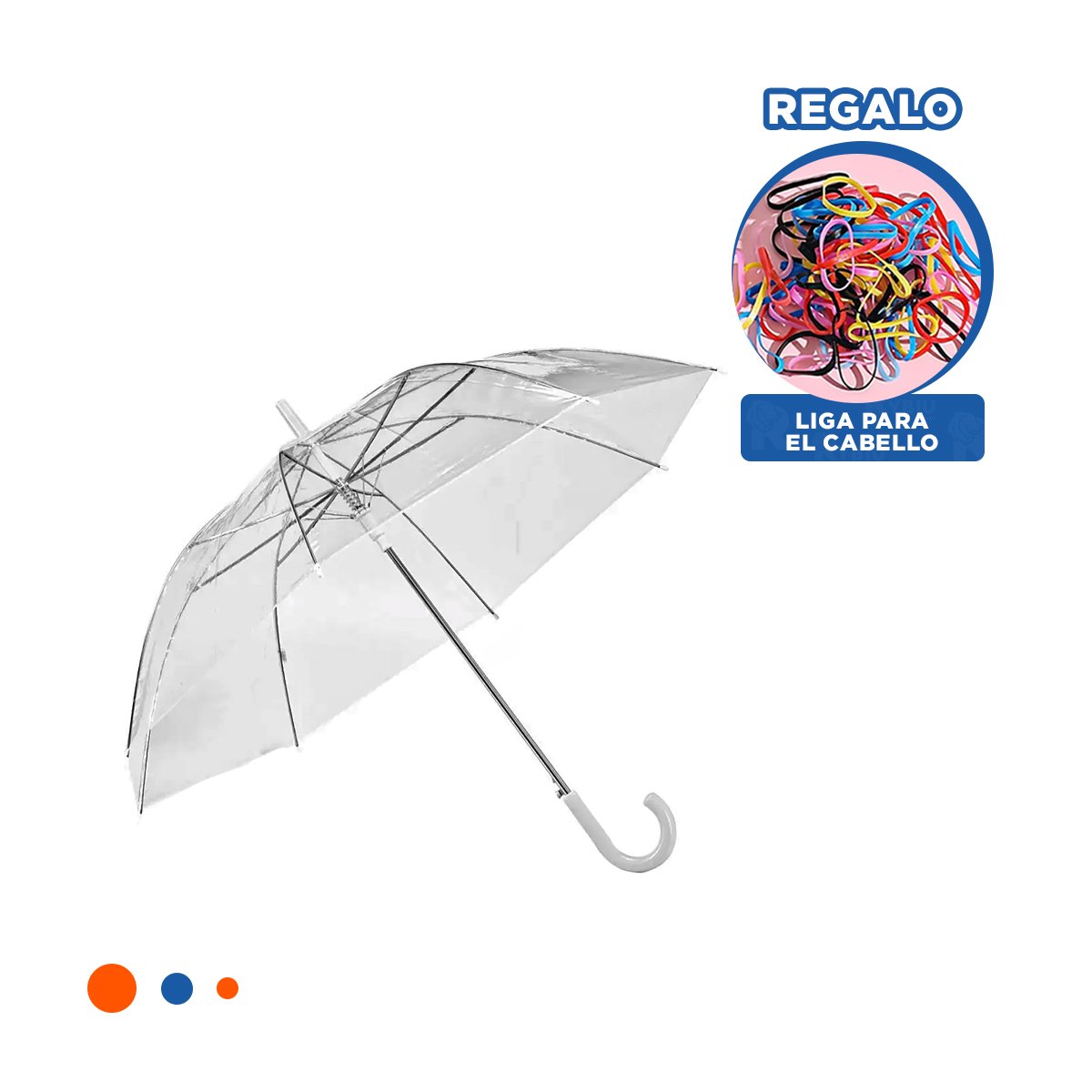 PARAGUA TRANSPARENTE CON MANGO LARGO Y BORDE NEGRO DISEÑO CLASICO ELEGANTE YLIGAS REGALO - 2