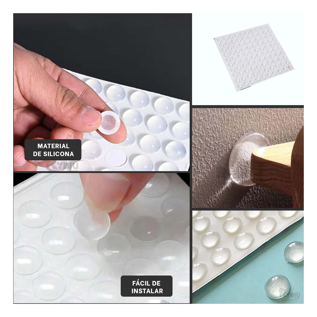 PACK6 TAPONES ADHESIVOS 100 PIEZAS DE SILICONA TRANSPARENTE PARA CASA YPAPEL REGALO - 3