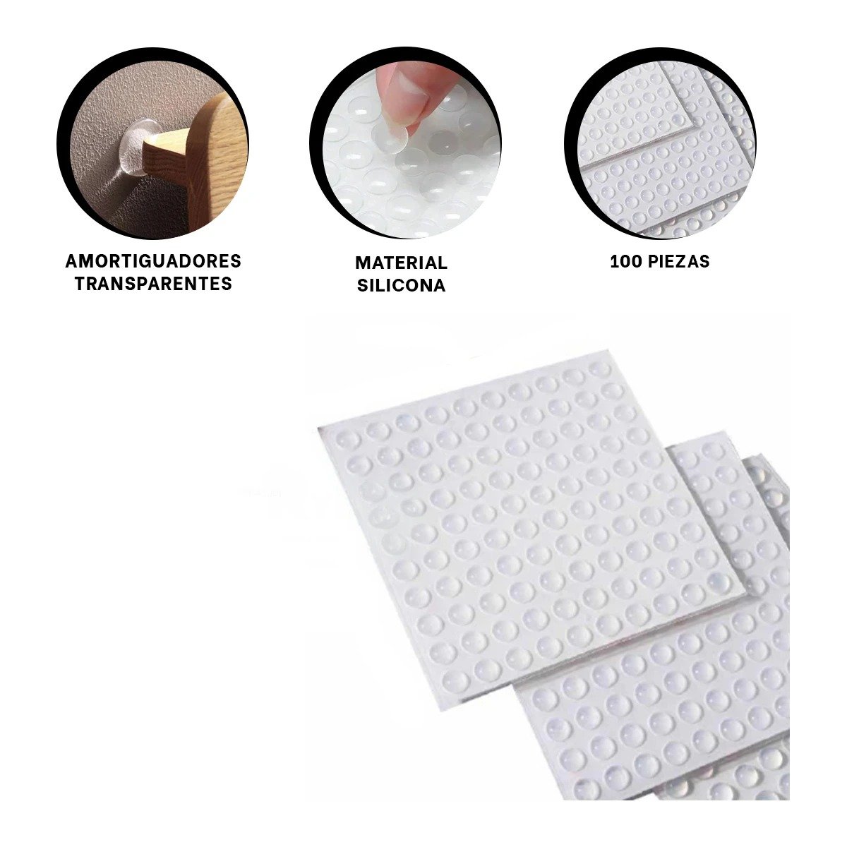 COMBO 100 PIEZAS TOPES DE SILICONA TRANSPARENTE PARA PUERTAS DEL HOGAR YSTICKY - 5