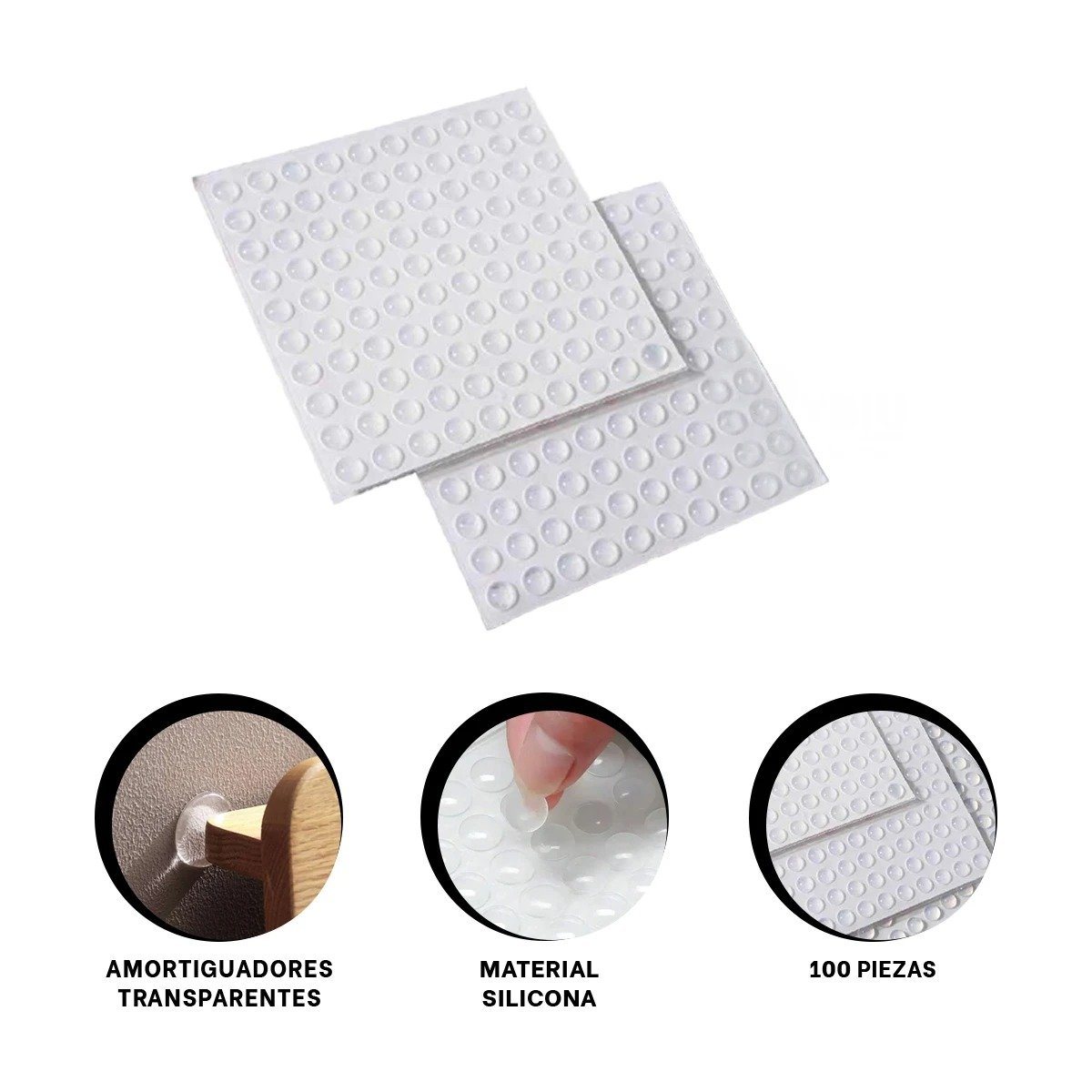JUEGO 100 PIEZAS TOPES DE SILICONA TRANSPARENTE PARA PUERTAS EN CASA YPAPEL REGALO - 5