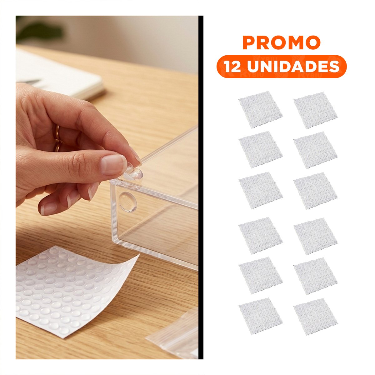 PACK12 AMORTIGUADORES TRANSPARENTES 100 PIEZAS DE SILICONA PARA PUERTAS - 1