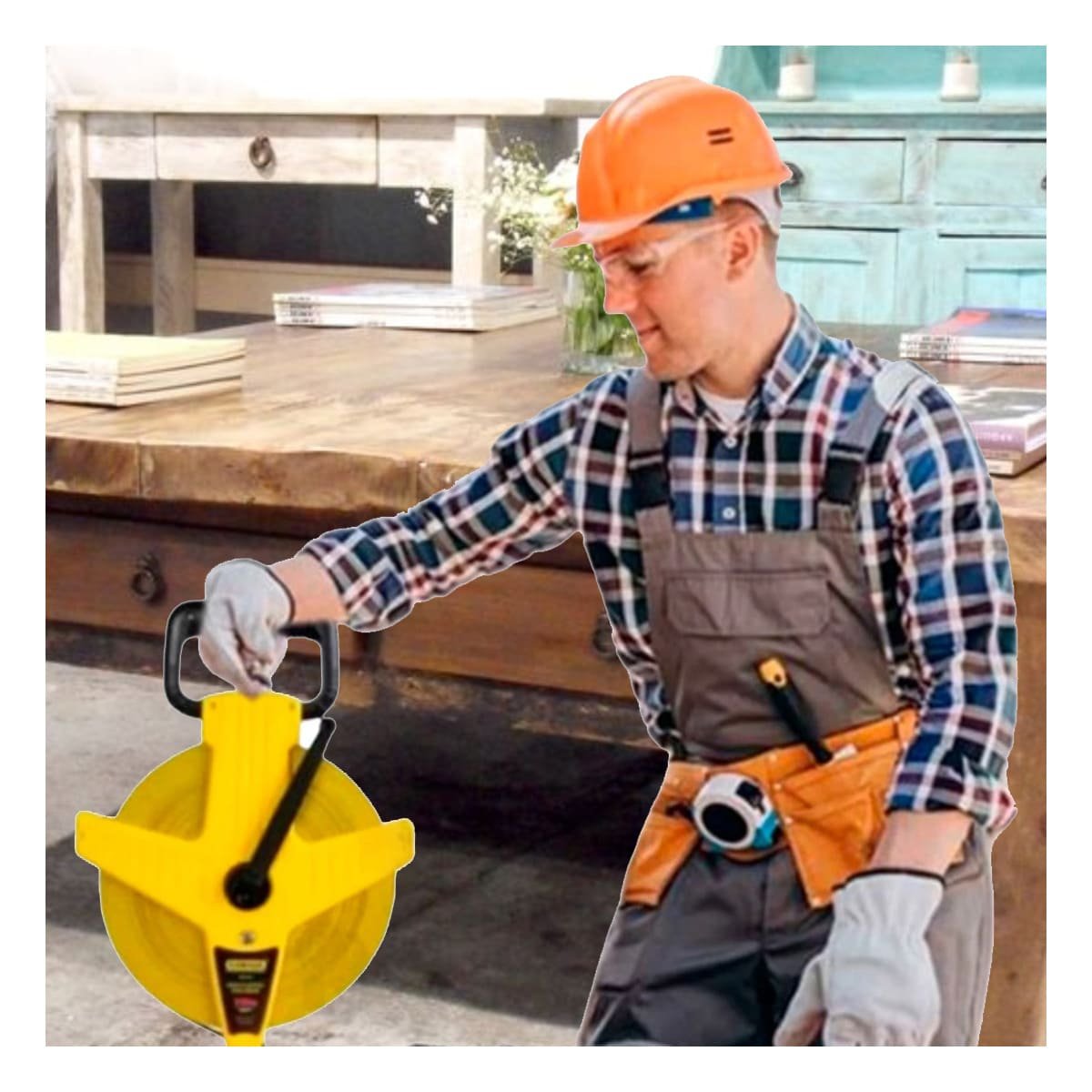 PACK4 INSTRUMENTO PROFESIONAL 50MT CON ASA AMARILLO RESISTENTE YREGALO STICKER - 3