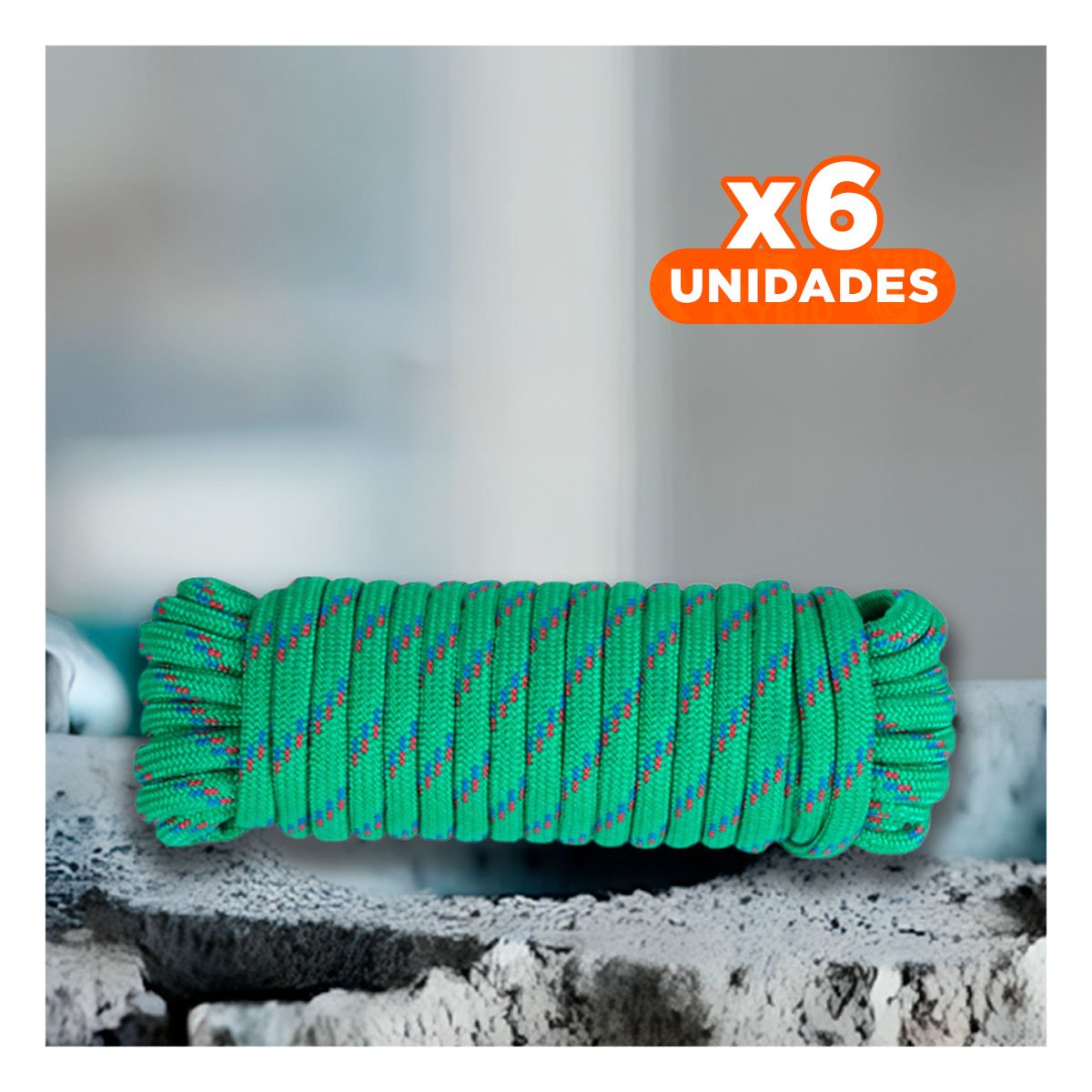 PACK6 SOGA 4M X 4CM VERDE DURADERA PARA AMARRE EN EXTERIOR Y CAMPING - 1